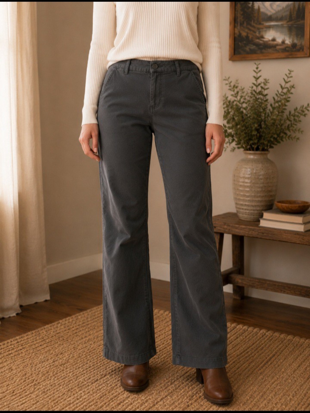 Old Navy Charcoal Straight Leg Chino Pants | Casual Everyday Essential